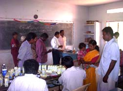 Rtn.Sec.Venkatraj administering the camp